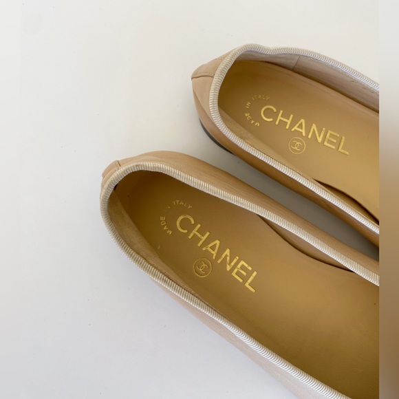 Chanel Ballerina flats beige cap toe flats shoes - Picture 5 of 11